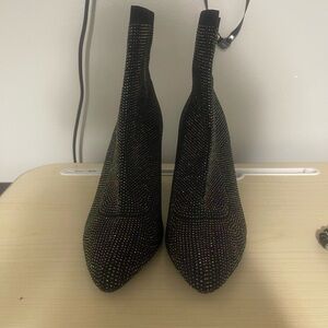 Wild Pair Black Rhinestone Heeled Boots